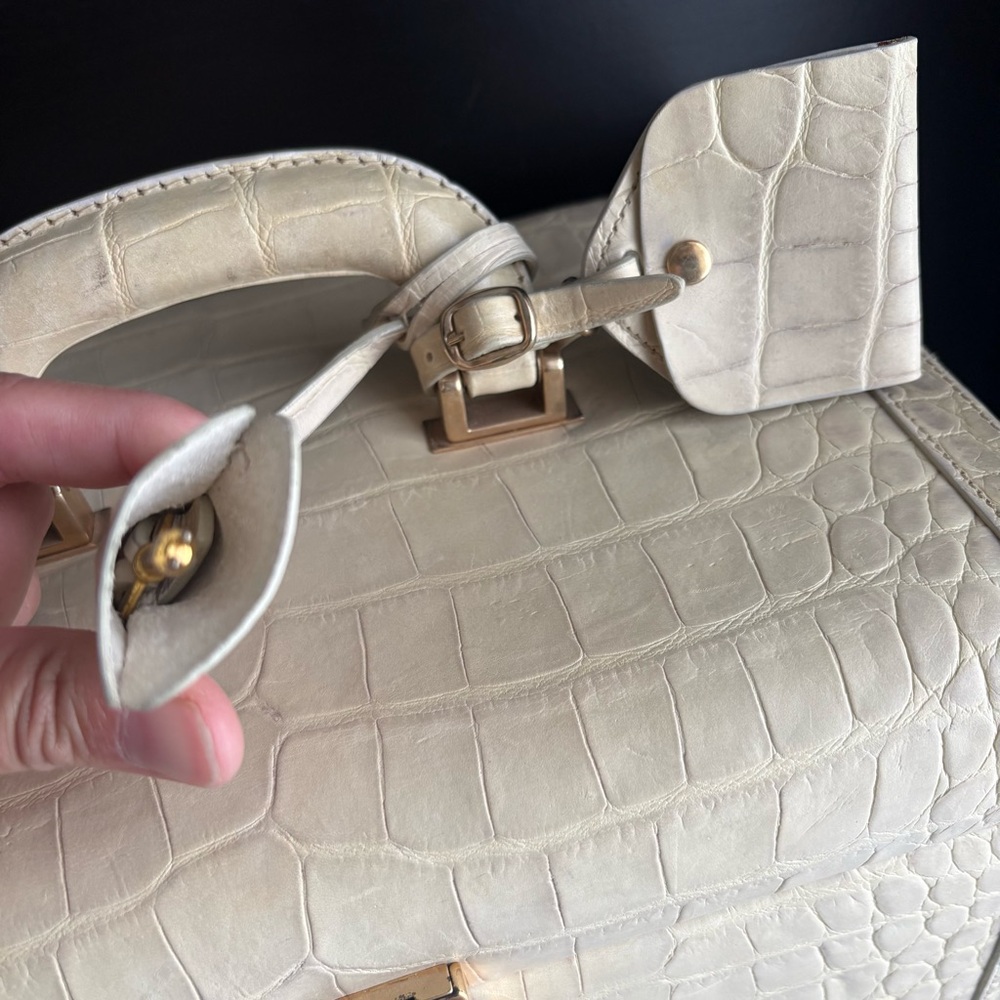 Dooney & Bourke Nile White Croc Embossed leather Train Case Travel cosmetic bag - Picture 3 of 16